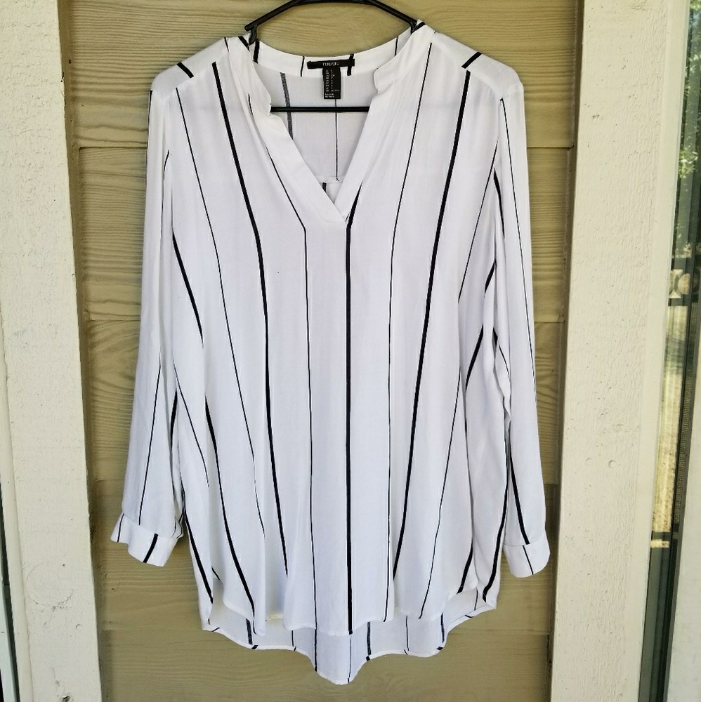 Black and white striped blouse